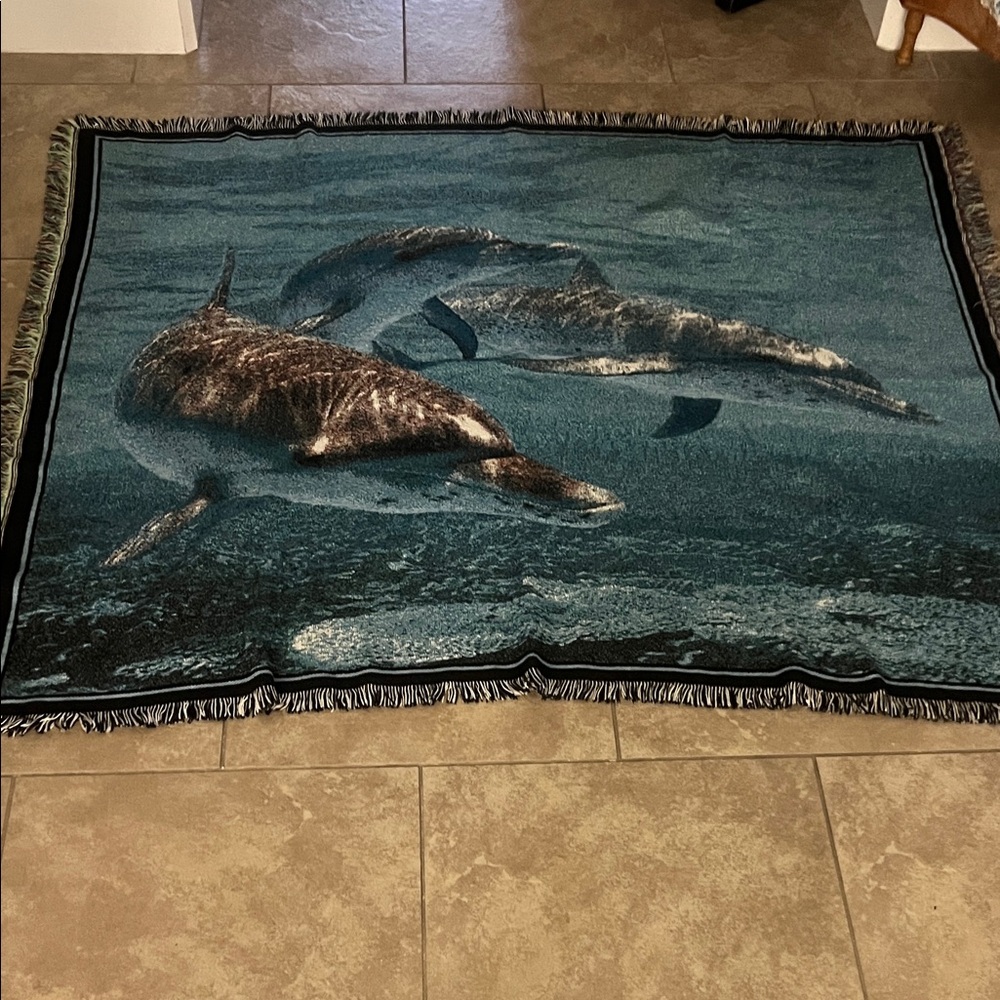 Dolphin Ocean Scene Throw Blanket